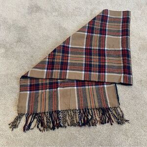 BANANA Republic camel brown navy blue red plaid check tartan fall winter scarf